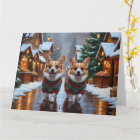 Corgi Dogs Christmas Snow Holiday