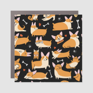 Corgi Dogs, Cute Seamless Background. Car Magnet