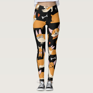 Corgi Dogs, Cute Seamless Background. Leggings