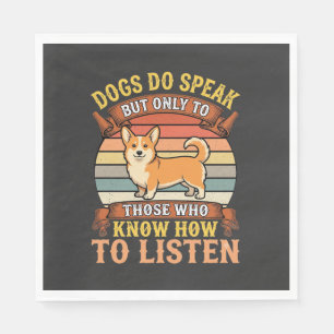 Corgi Dogs Do Speak Vintage Quote Napkins