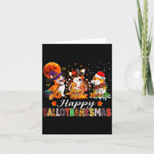 Corgi Dogs Halloween Thanksgiving Christmas Hallot Card