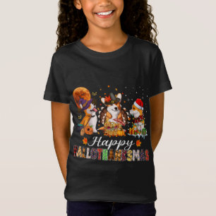 Corgi Dogs Halloween Thanksgiving Christmas Hallot T-Shirt