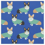 corgi dogs in scrubs blue fabric