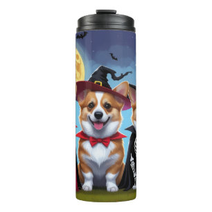 Corgi Dogs Pumpkin Halloween Funny Thermal Tumbler