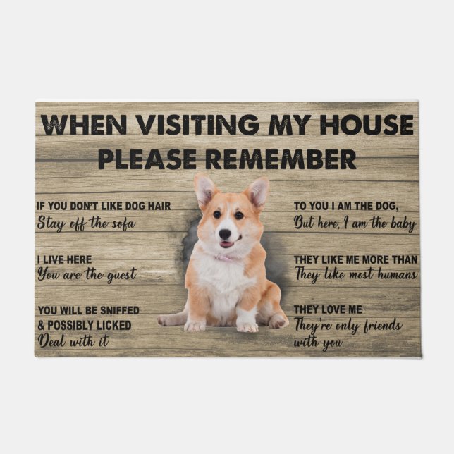 Corgi Doormat, Cute dog doormat, Welsh Corgi mat (Front)