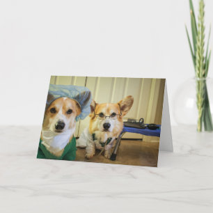 Corgi Dr and Nurse Rest and Feel Better Soon Card