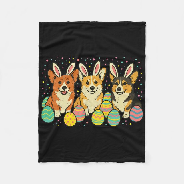 Corgi Easter  Fleece Blanket (Front)