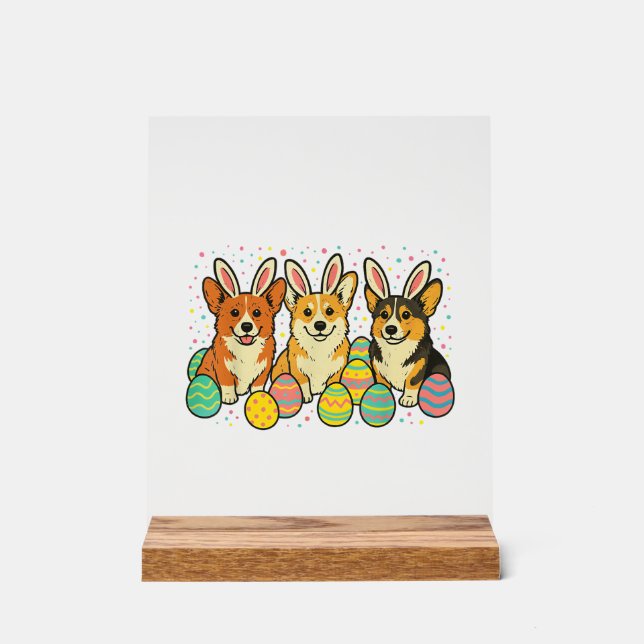 Corgi Easter T-Shirt_1 Acrylic Sign (Front)