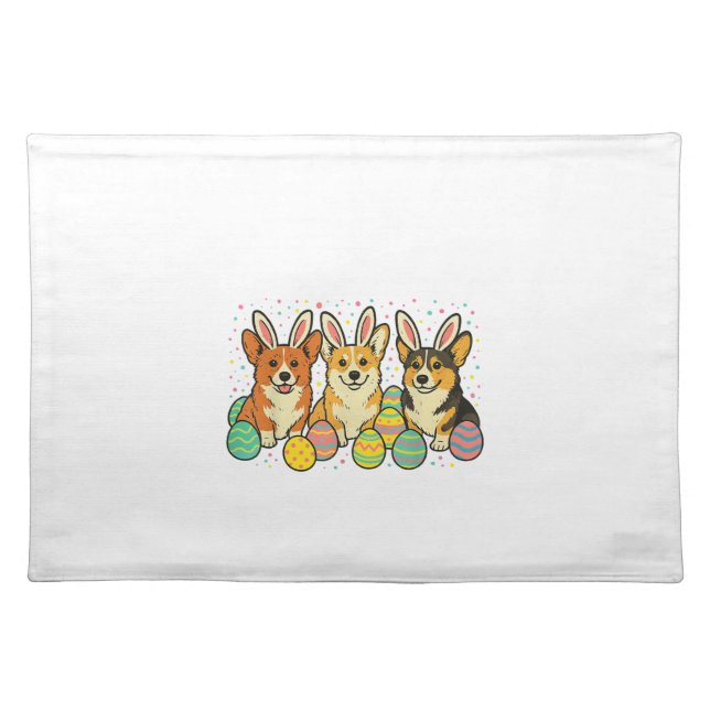Corgi Easter T-Shirt_1 Cloth Placemat (Front)