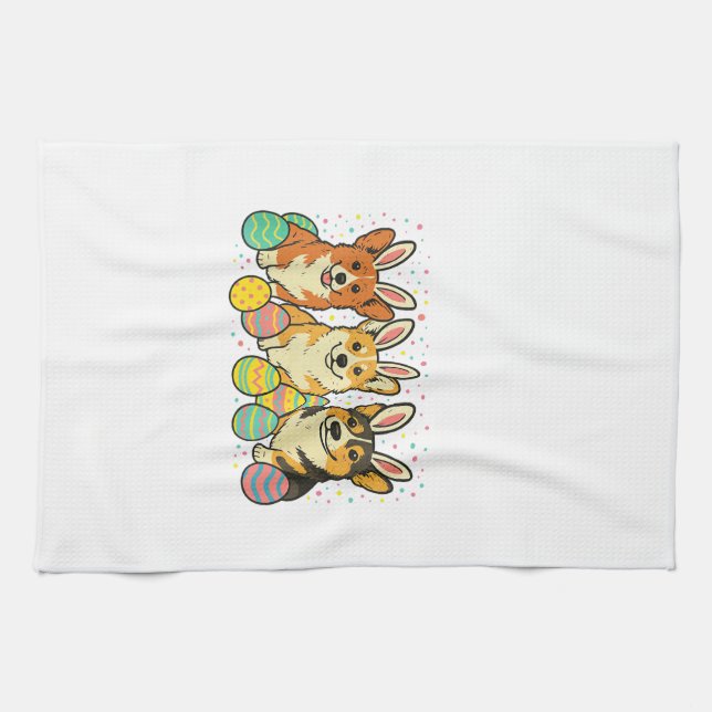 Corgi Easter T-Shirt_1 Kitchen Towel (Horizontal)