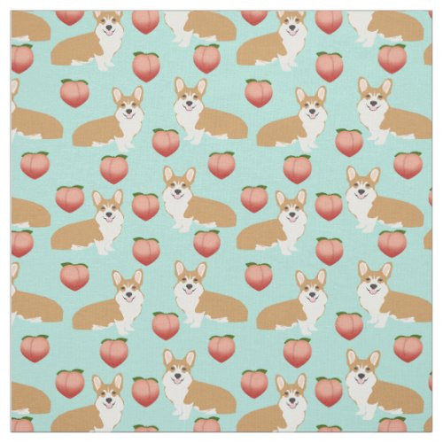 Corgi Emoji Fabric _ cute peach corgis butts