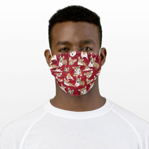 Corgi Explosion Red 1 Adult Cloth Face Mask
