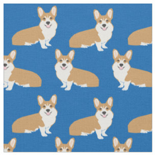 Corgi fabric - blue corgi fabric design