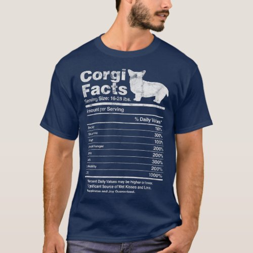 Corgi Facts Nutritional Fact Corgi Lover Corgi Own T_Shirt