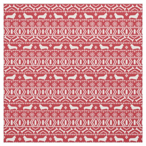Corgi Fair Isle Fabric - cute corgi dog design