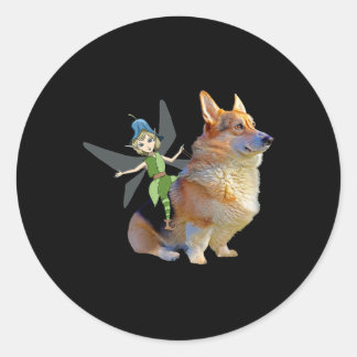 Corgi & Fairy - Funny Pembroke Welsh Corgi Classic Round Sticker