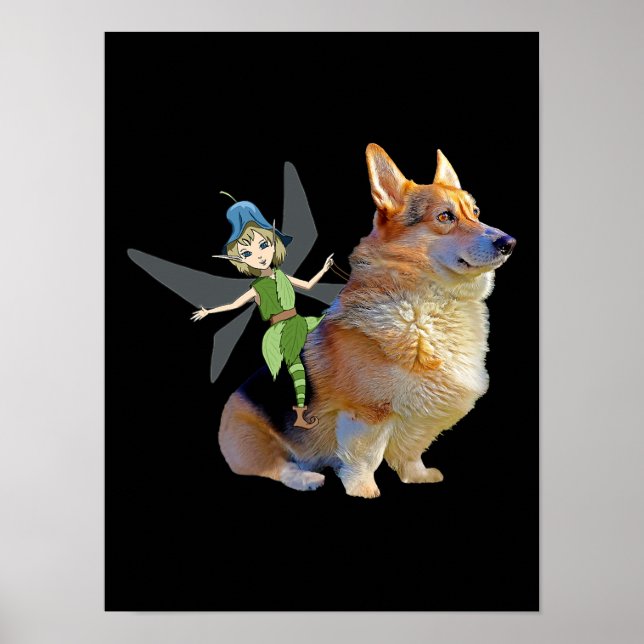 Corgi & Fairy - Funny Pembroke Welsh Corgi Poster (Front)