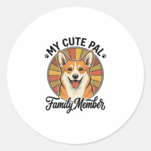 Corgi Family Shirt Vintage Pet Lover Design_1 Classic Round Sticker