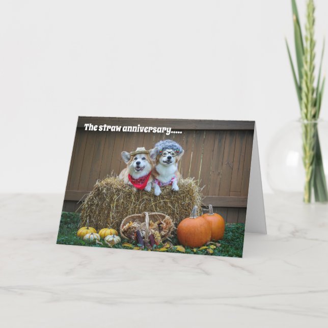 Corgi Farmer and wife anniversary card (Front)