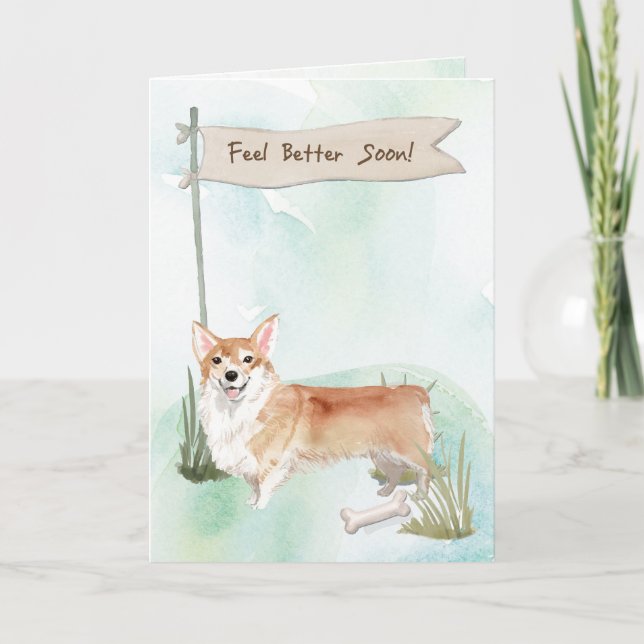 Corgi Feel Better After Surgery with Dog Card (Front)