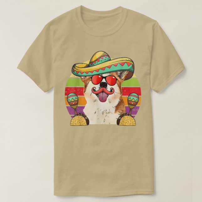 Corgi Fiesta Dog Tacos Cinco de Mayo T-Shirt (Design Front)