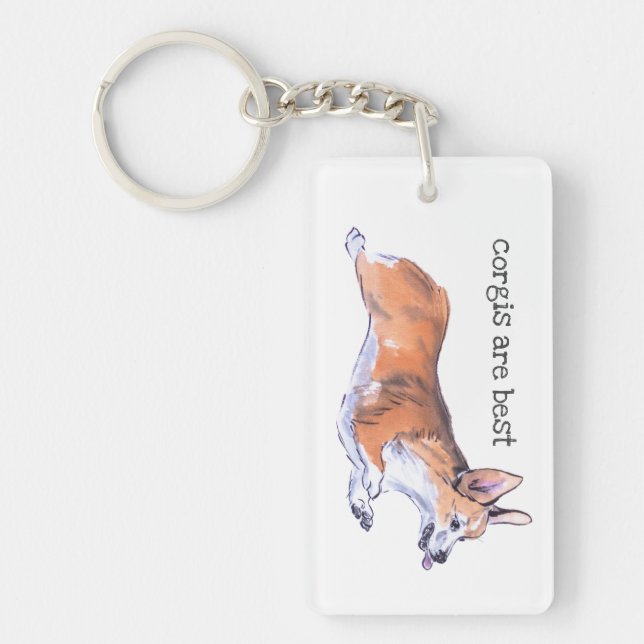 Corgi flight sumie painting keychain (Front)