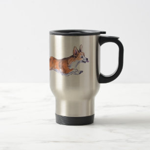 Corgi flight sumie painting travel mug