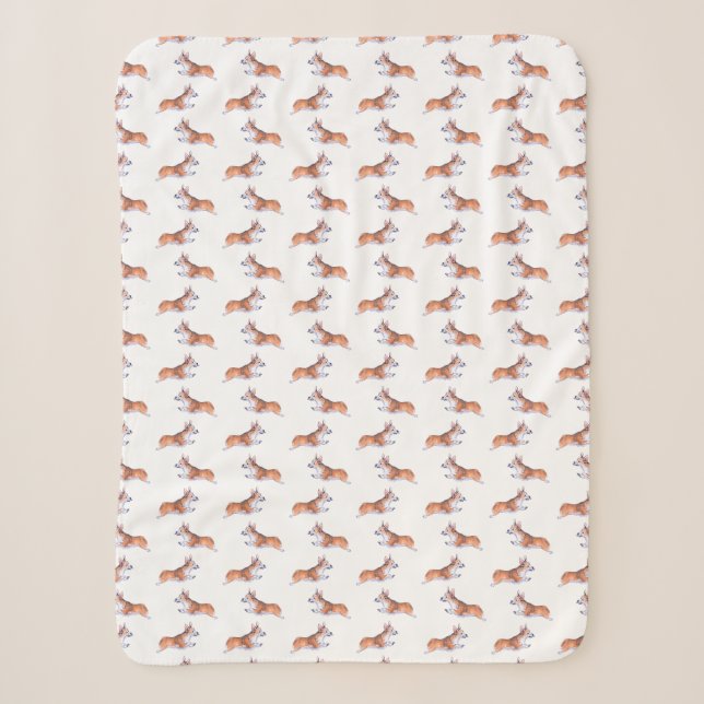 Corgi flight sumie pattern sherpa blanket (Front)