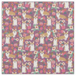Corgi floral fabric  - purple