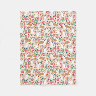 Corgi florals blanket - cream