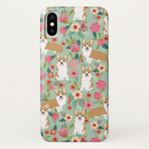 Corgi Florals iPhone case - mint