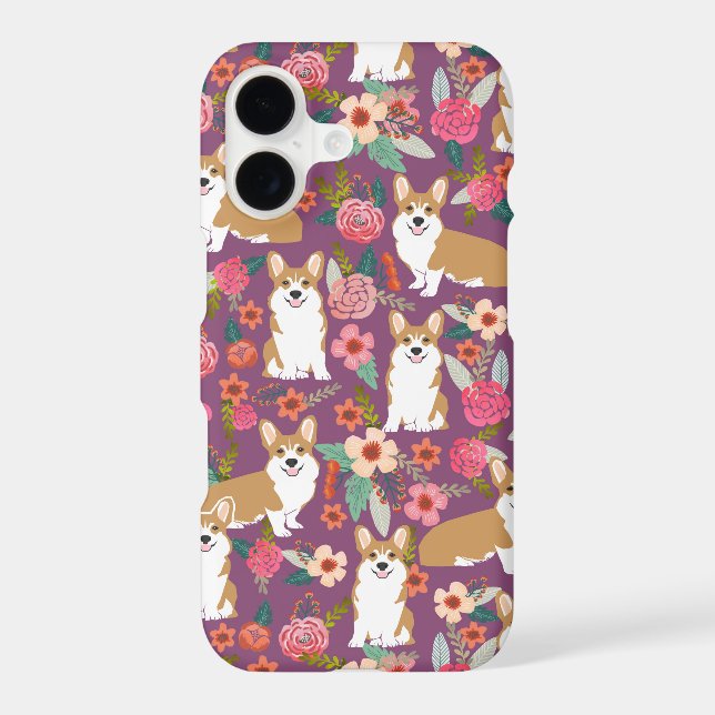 Corgi Florals iPhone case - purple (Back)