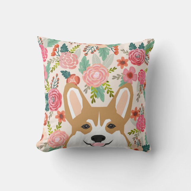 Corgi florals spring welsh corgi pillow (Front)