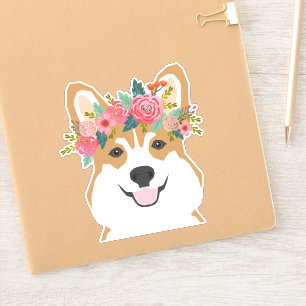Corgi Flower Crown vinyl Sticker