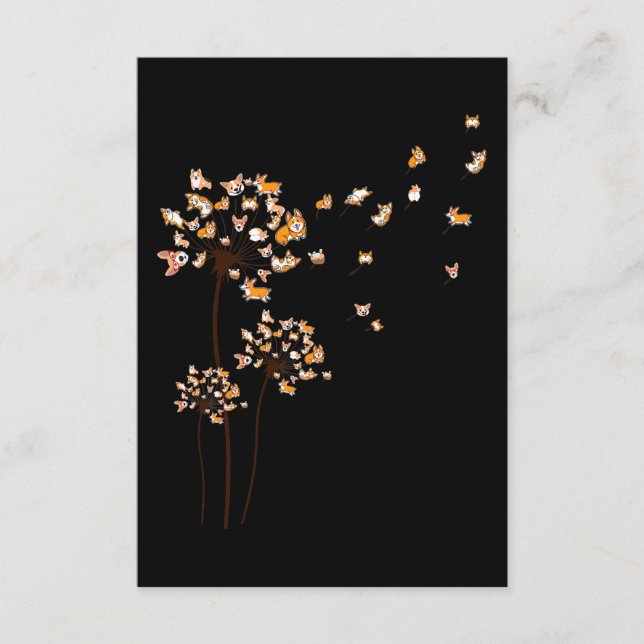 Corgi Flower Fly Dandelion Cute Dog Lover Enclosure Card (Front)