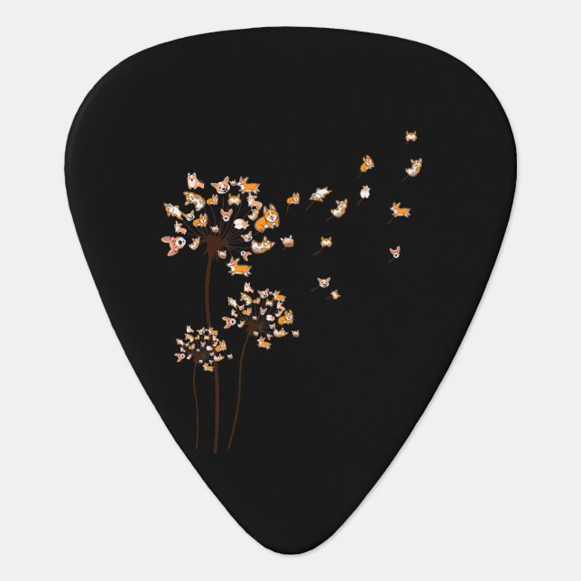Corgi Flower Fly Dandelion Cute Dog Lover Guitar Pick (Front)