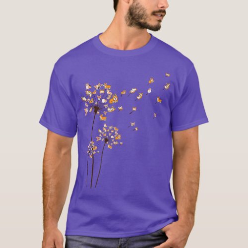 Corgi Flower Fly Dandelion  Cute Dog Lover  T_Shirt