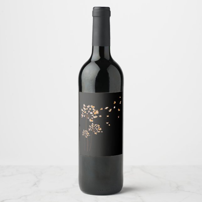 Corgi Flower Fly Dandelion Cute Dog Lover Wine Label (Front)