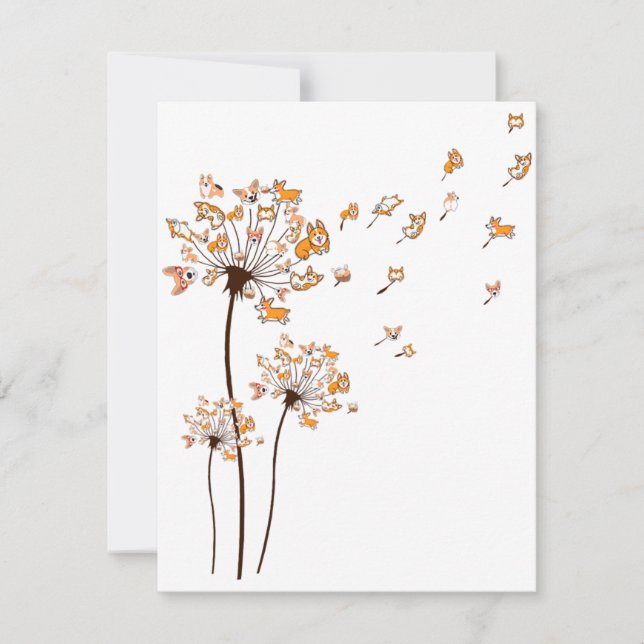 Corgi Flower Fly Dandelion Shirt Cute Dog Lover Invitation (Front)