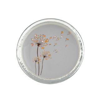 Corgi Flower Fly Dandelion Shirt Cute Dog Lover Ring