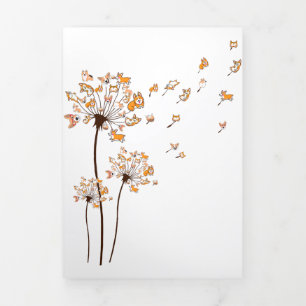 Corgi Flower Fly Dandelion Shirt Cute Dog Lover Tri-Fold Announcement