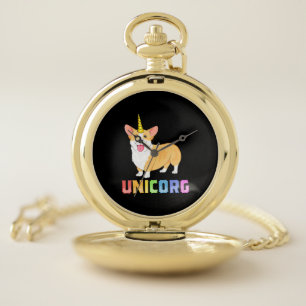 Corgi for Kids Girls Unicorg Unicorn Corgicorn Dog Pocket Watch