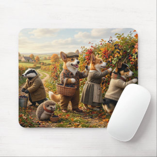Corgi Forest Critter Fall Harvest Fantasy Mouse Pad