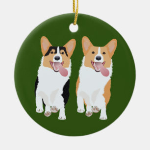 Corgi Friends Ceramic Ornament