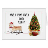 Corgi Funny Christmas Dog with Tree (Front Horizontal)