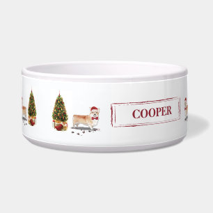 Corgi Funny Christmas Dog with Tree Bowl
