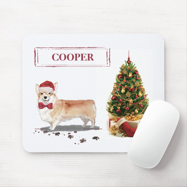 Corgi Funny Christmas Dog with Tree Mouse Pad (With Mouse)