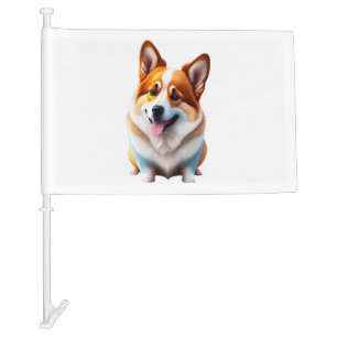 Corgi funny dog cute animal puppy pet style car flag