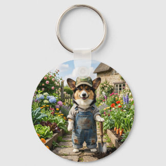 Corgi Gardener Keychain
