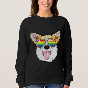 Corgi Gay Pride Flag Sunglasses Lgbt Dog Puppy Sweatshirt